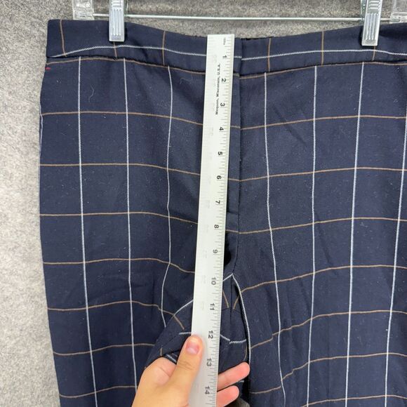 Tommy Hilfiger Pants Women 14 Blue Plaid High Rise Chino Flat Front Pockets - Picture 4 of 9